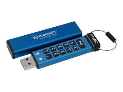 [IKKP200/32GB] Kingston Iron Key Keypad 200 Memoria USB Tipo C 32GB - USB-C 3.2 Gen 1 Tipo A - XTS-AES - 145 MB/s R