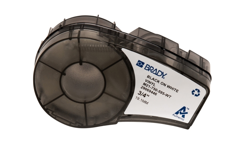 Brady M21-750-595-WT Cinta de Etiquetas Original Vinilo - Texto Negro sobre Fondo Blanco - Ancho 19,