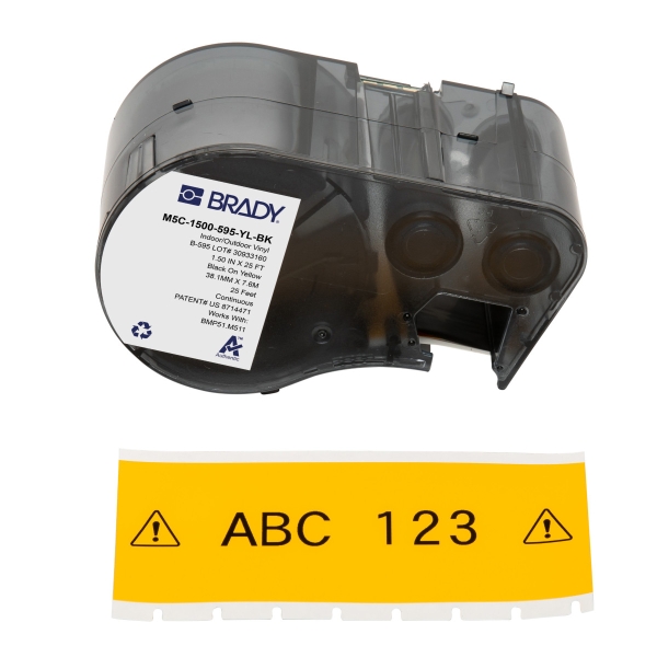 [M5C-1500-595-YL-BK] Brady M5C-1500-595-YL-BK Cinta de Etiquetas Original Vinilo - Texto Negro sobre Fondo Amarillo - Anc