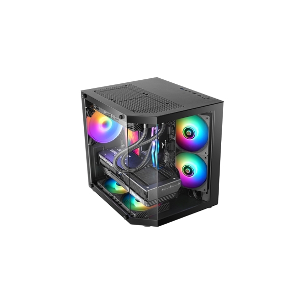 Mars Gaming MC-3TLITE Minitorre Ultracompacta - Ventilador de 120mm FRGB Integrado - Triple Cristal
