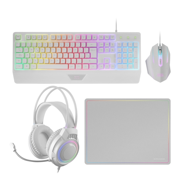 [MCP124PROWPT] Mars Gaming MCP124PRO Combo Pack Gaming 4en1 - Teclado Hibrido H-Mech - Disposicion Portuguesa QWERT