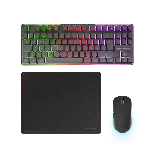 [MCPWTKLES] Mars Gaming MCPWTKL Combo Pack Gaming 3en1 - Teclado Hibrido H-Mech Formato TKL - Disposicion QWERTY