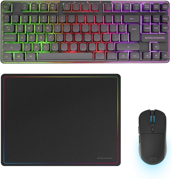 [MCPWTKLUS] Mars Gaming MCPWTKL Combo Pack Gaming 3en1 - Teclado Hibrido H-Mech Formato TKL - Disposicion Intern
