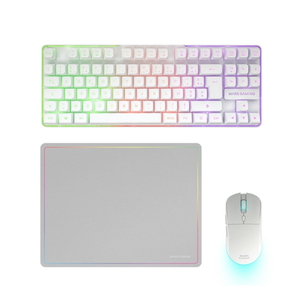 Mars Gaming MCPWTKL Combo Pack Gaming 3en1 - Teclado Hibrido H-Mech Formato TKL - Disposicion QWERTY