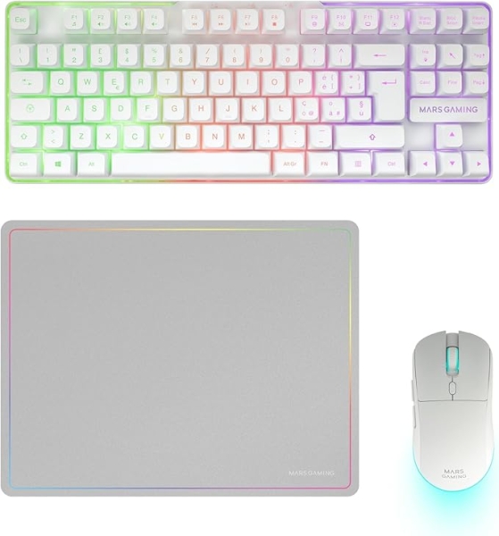 [MCPWTKLWIT] Mars Gaming MCPWTKL Combo Pack Gaming 3en1 - Teclado Hibrido H-Mech Formato TKL - Disposicion Italia