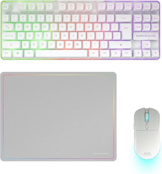 [MCPWTKLWUS] Mars Gaming MCPWTKL Combo Pack Gaming 3en1 - Teclado Hibrido H-Mech Formato TKL - Disposicion Intern