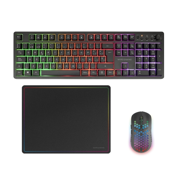 [MCPWXES] Mars Gaming MCPWX Combo Pack Gaming 3en1 - Teclado Hibrido H-Mech - Disposicion QWERTY ES - Raton 32