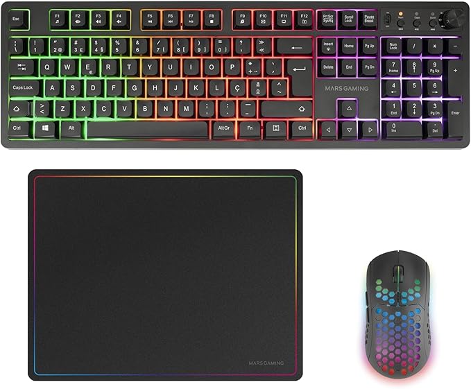 [MCPWXPT] Mars Gaming MCPWX Combo Pack Gaming 3en1 - Teclado Hibrido H-Mech - Disposicion Portuguesa QWERTY PT