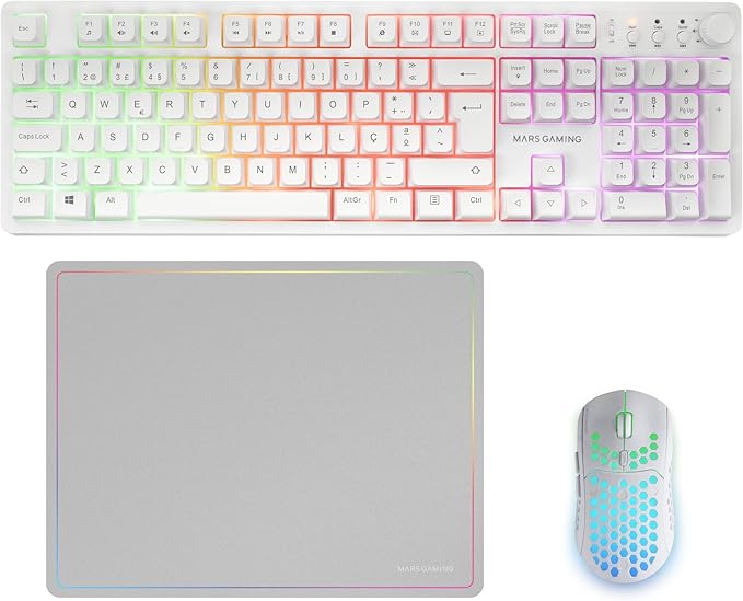 Mars Gaming MCPWX Combo Pack Gaming 3en1 - Teclado Hibrido H-Mech - Disposicion Portuguesa QWERTY PT