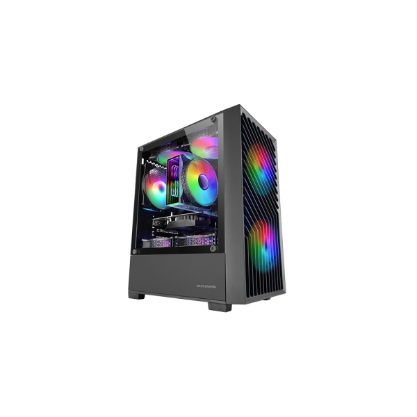 Mars Gaming MC-VORTEX Minitorre Ultracompacta - 3 Ventiladores de 120mm FRGB - Soporte MicroATX/Mini