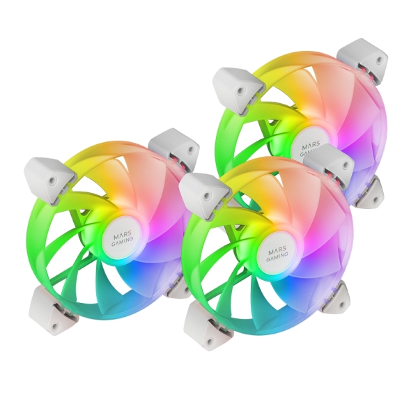 Mars Gaming MF-3AR Pack de 3 Ventiladores de 120mm FDB - Iluminacion ARGB 360º - Aspas Invertidas -