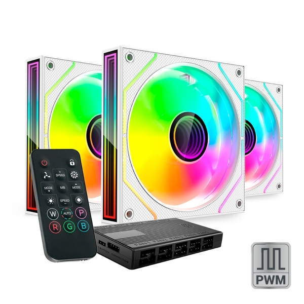 Mars Gaming MF-3DPROKIT Pack de 3 Ventiladores de 120mm - Iluminacion ARGB Infinity Mirror 360º - Si