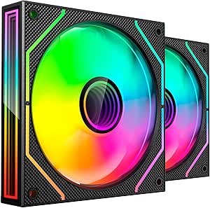 Mars Gaming MF-3DPROX2 Pack de 2 Ventiladores de 120mm - Iluminacion ARGB Infinity Mirror 360º - Sil