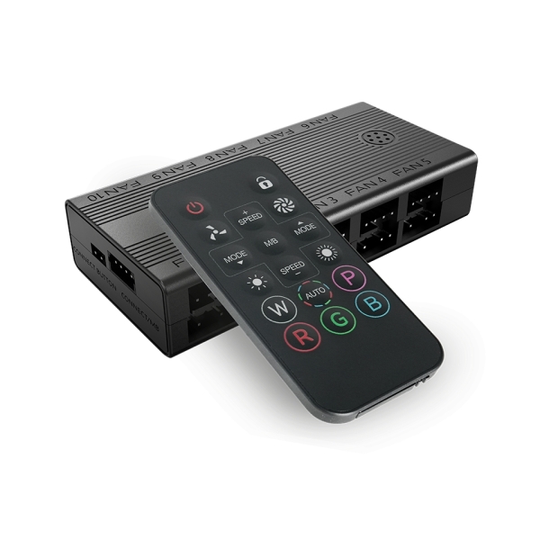 Mars Gaming MF-HUB Hub de Control PWN y ARGB - Control de la Velocidad e Iluminacion - Mando a Dista