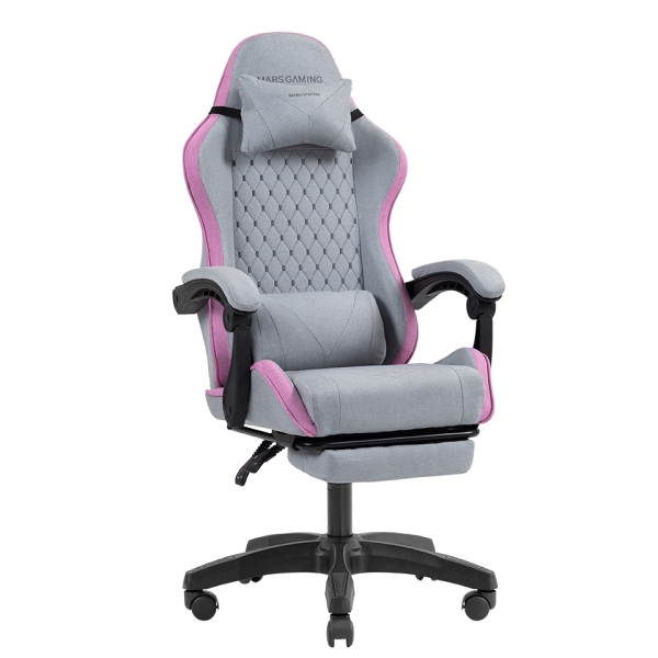 Mars Gaming MGC-X FABRIC Silla Gaming Ergonomica - Reposapies Extensible - Cojines Lumbar y Cervical