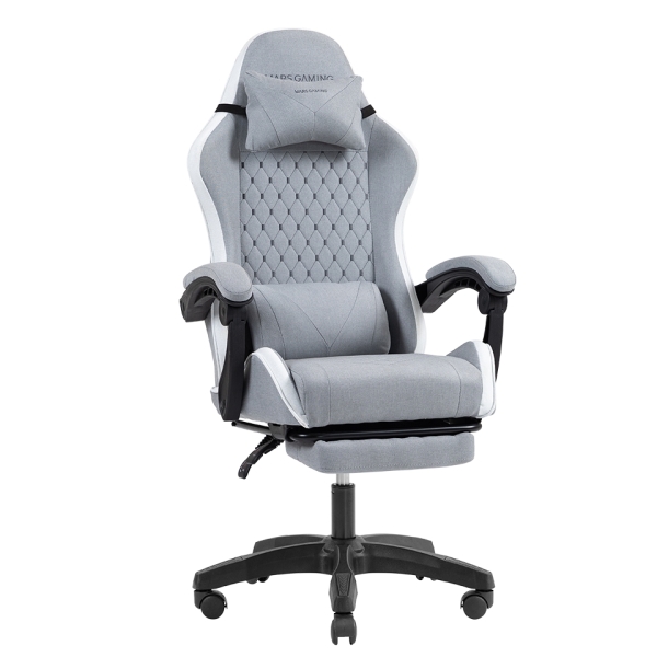Mars Gaming MGC-X FABRIC Silla Gaming Ergonomica - Reposapies Extensible - Cojines Lumbar y Cervical