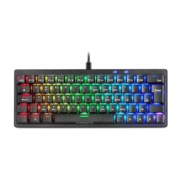 Mars Gaming MKMINIPRO Teclado Compacto Hibrido H-Mech - Switch SKN Marron - Disposicion Internaciona