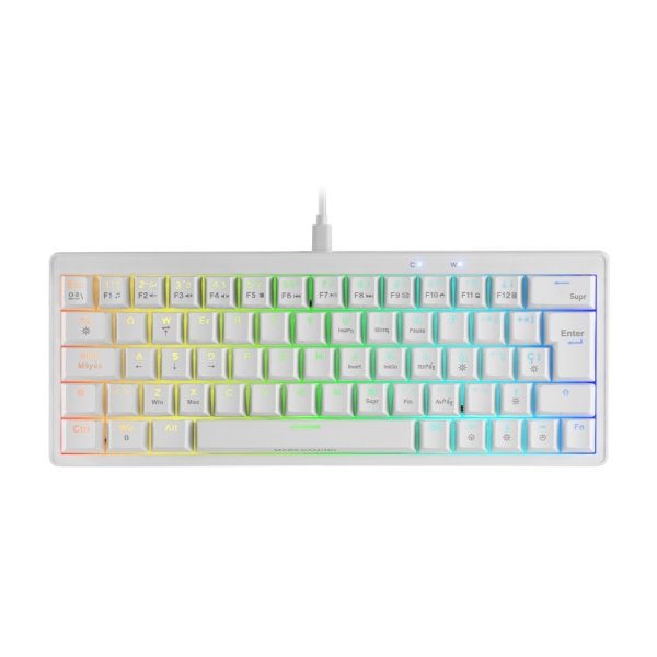 Mars Gaming MKMINIPRO Teclado Compacto Hibrido H-Mech - Switch SKN Marron - Disposicion Italiana QWE