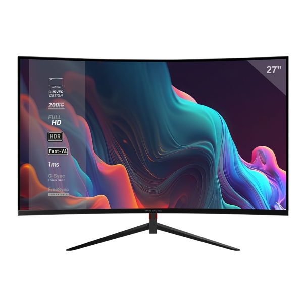 [MV27C] Mars Gaming MV-27C Monitor Curvo de 27" FullHD 200Hz - Respuesta 1ms - Compatible con FreeSync y G-S