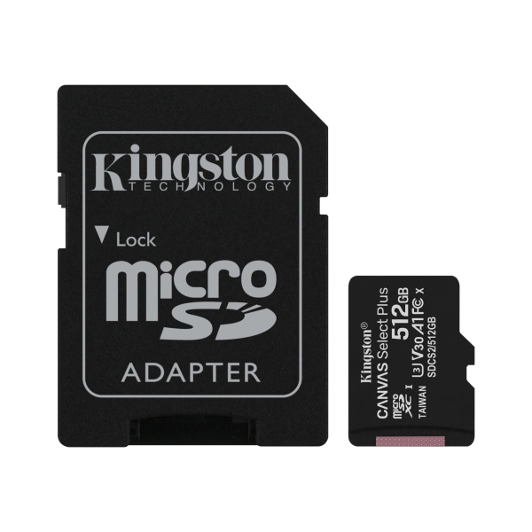 [SDCS3/512GB] Kingston Tarjeta Micro SDXC 512GB Clase 10 100MB/s Canvas Select Plus + Adaptador SD