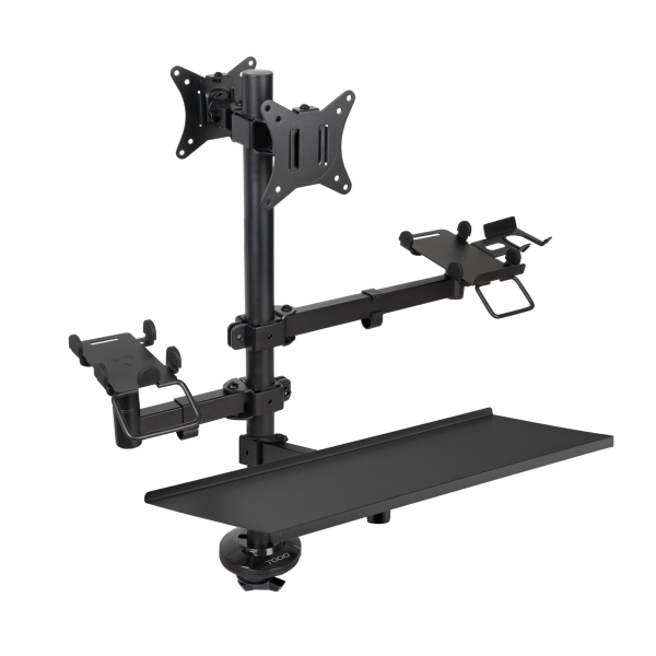[TQPM0003] Tooq Soporte de Mesa para 2 Monitores de 17"-32" + Soportes para Impresora TPV, Lector de Codigos, D