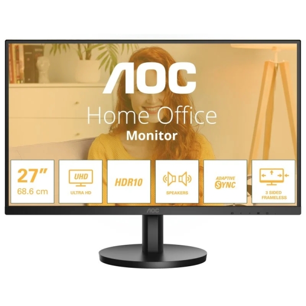 [U27B3A] AOC U27B3A Monitor 27" LED IPS UHD 4K 60Hz HDR10 - Respuesta 4ms - HDMI, DisplayPort - Altavoces 4W
