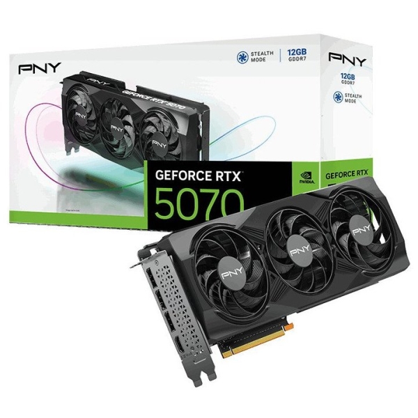[VCG507012TFXPB1-O] PNY GeForce RTX 5070 OC Tarjeta Grafica 12GB GDDR7 Overclocked, Triple Fan, 1X HDMI, 3X DisplayPorts