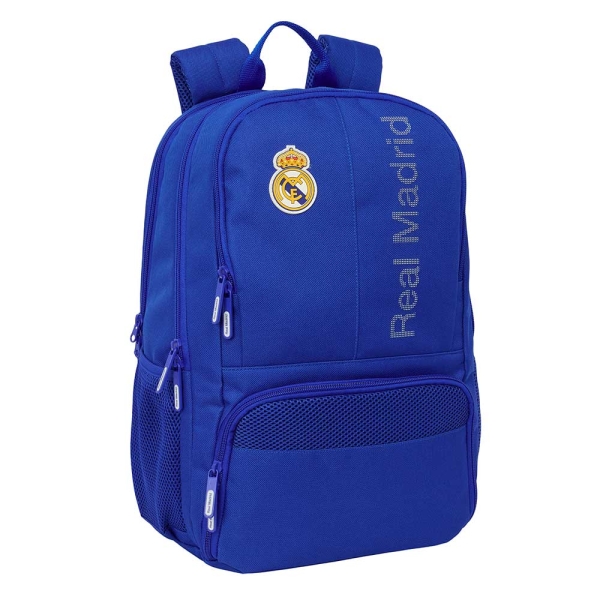 Safta Real Madrid Mochila para Portatil hasta 14.1" - Cierre Raqueta de Padel - Portabotellas - Bols