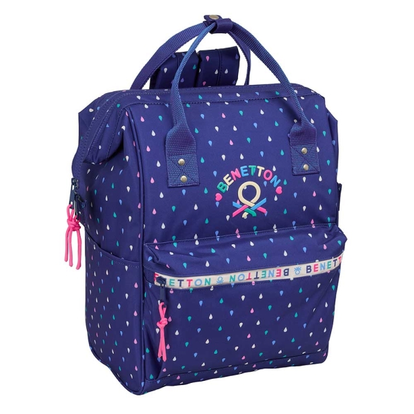 Safta Benetton Drop Mochila para Portatil hasta 13" - Bolsillo con Cremallera - Asas Superiores - Ho