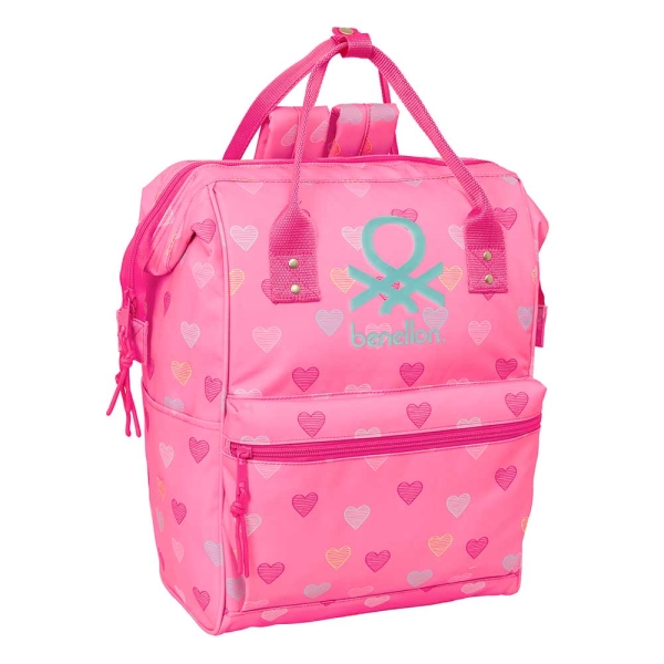 Safta Benetton Heart Mochila para Portatil hasta 13" - Interior Acolchado - Bolsillo con Cremallera