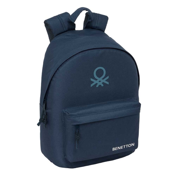 Safta Benetton Basics Antracita Mochila para Portatil hasta 14.1" - Interior Acolchado - Bolsillo pa